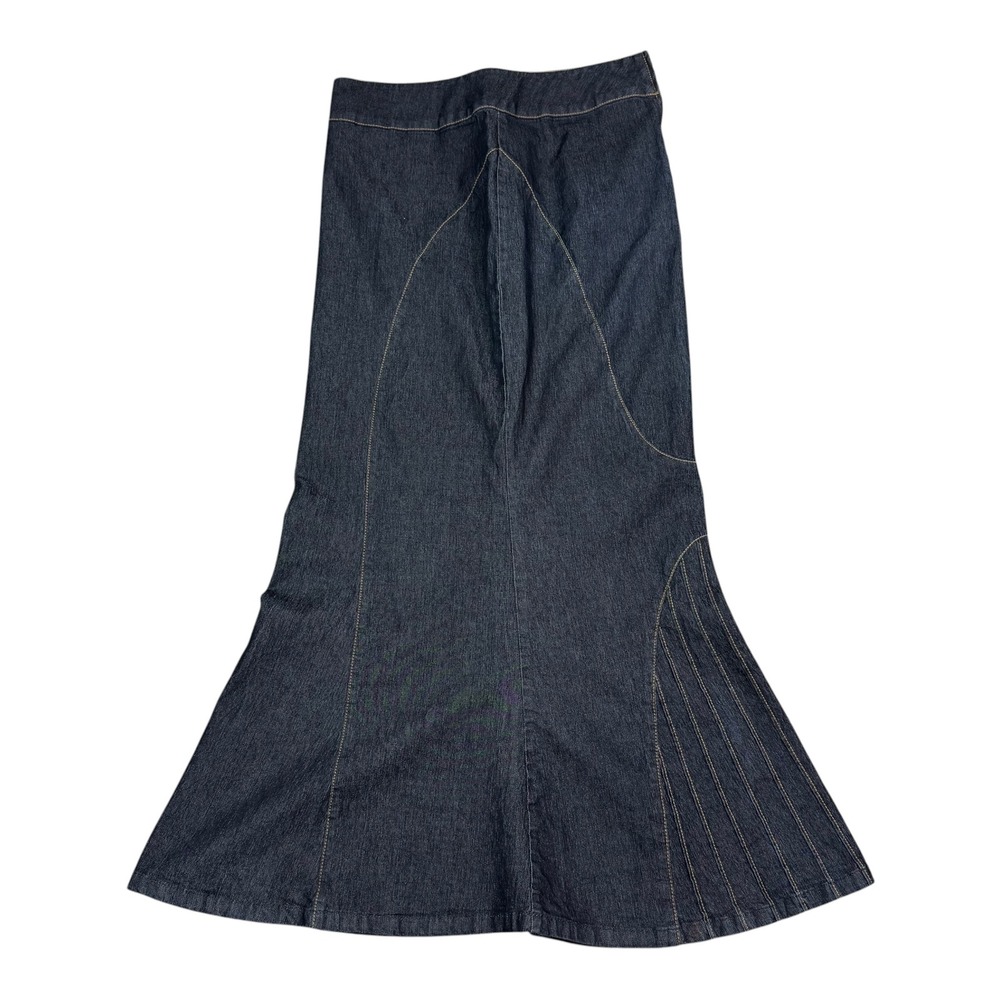 Bisou Bisou Cotton Blend Dark Wash Maxi Denim Skirt